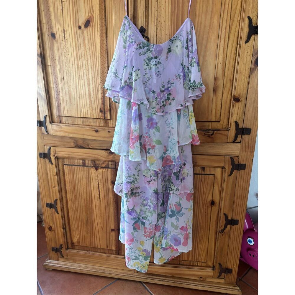 NWT ASOS Strapless Chiffon Layered Jumpsuit - Picture 5 of 6